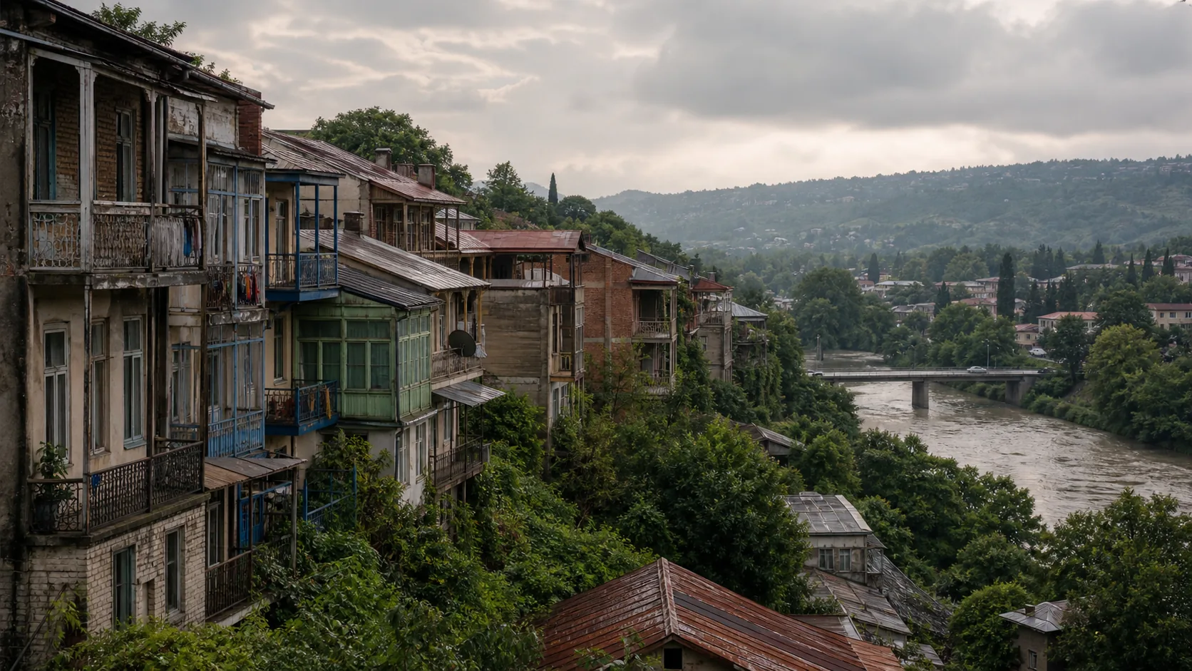 Kutaisi hillside homes above the Rioni